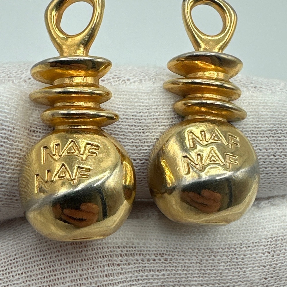 Vintage Jewelry Сlips-On Earrings signed style Perfume France‎ Gold plated #558